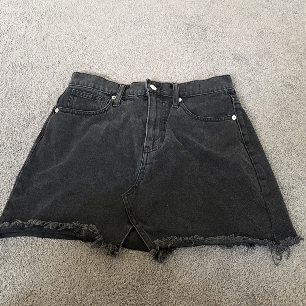 Madewell Black Frayed Hem Denim Mini Skirt - Picture 11 of 12